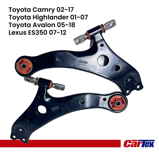 (2) Premiun Control Arm CARTEX For: Toyota Camry 02-17, Highlander 01-07, Avalon  05-18, Solara 04-08