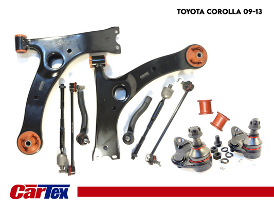 Premiun Full Kit Suspension CARTEX For: Toyota Corolla 09-13 Control Arm Ball Joints, Link, TIE Rod