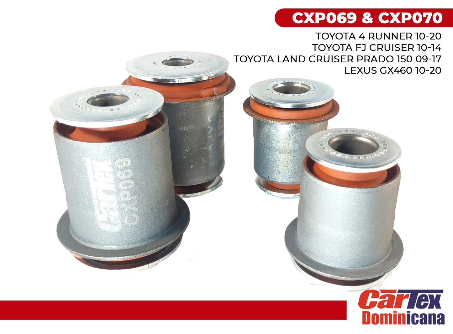 (4) Pcs Premiun Control Arm Bushing CARTEX For: Toyota 4runner 10-20, Fj Crusier 10-14, Prado 150 09-17, Lexus GX460 10-20