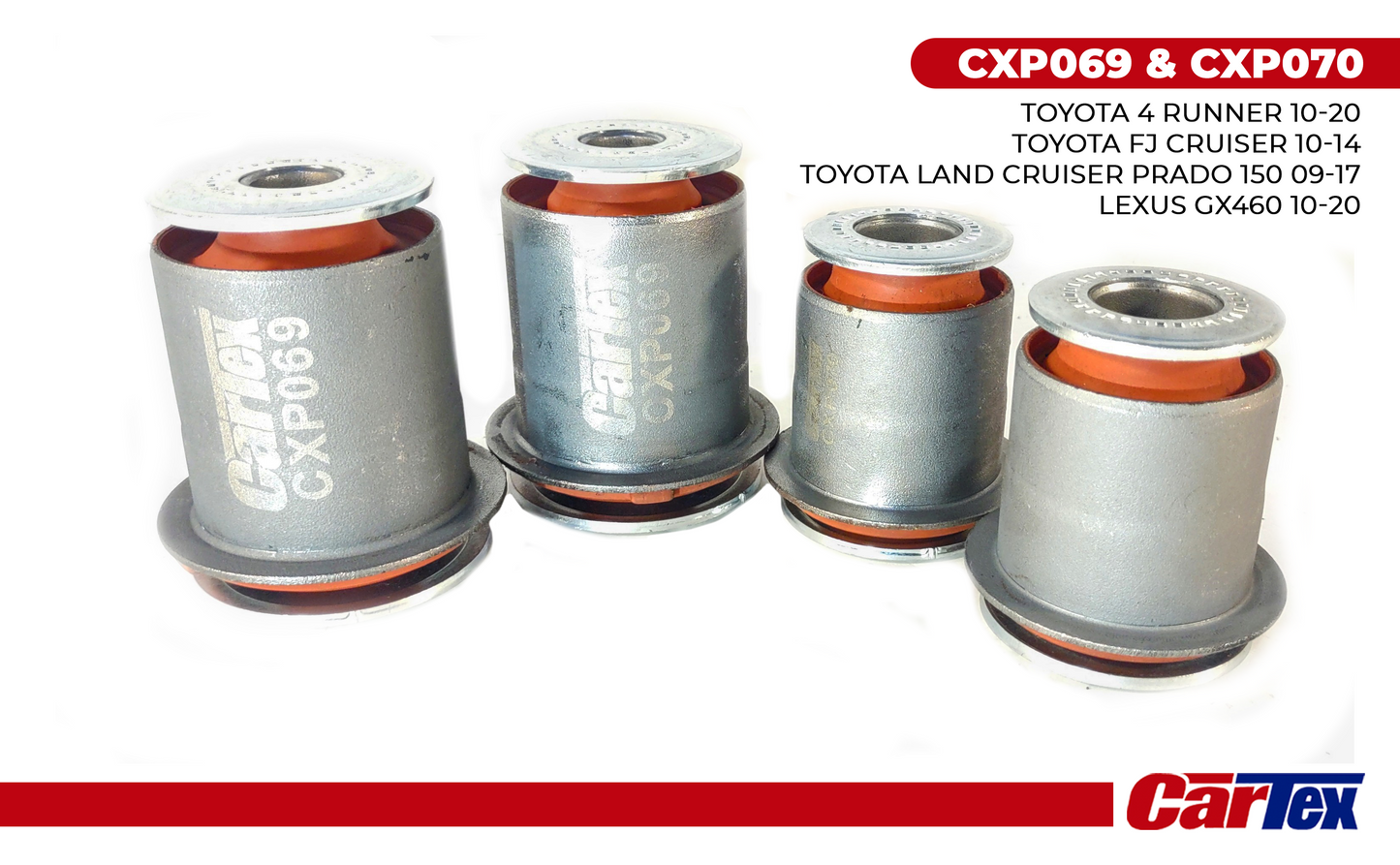 (4) Pcs Premiun Control Arm Bushing CARTEX For: Toyota 4runner 10-20, Fj Crusier 10-14, Prado 150 09-17, Lexus GX460 10-20