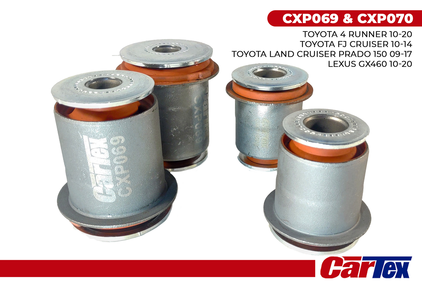 (4) Pcs Premiun Control Arm Bushing CARTEX For: Toyota 4runner 10-20, Fj Crusier 10-14, Prado 150 09-17, Lexus GX460 10-20