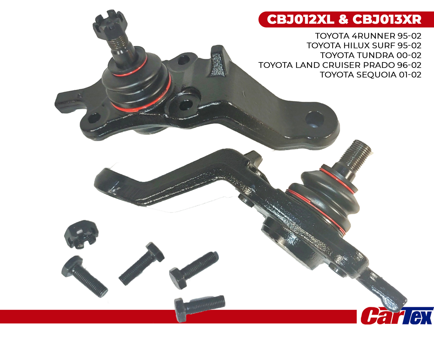 (2) Premiun Ball Joints CARTEX For: Toyota 4runner 96-02, Toyota Sequoia 01-02, Toyota Tundra 00-02, Hilux Surf 95-02, Land Crusier Prado95-02