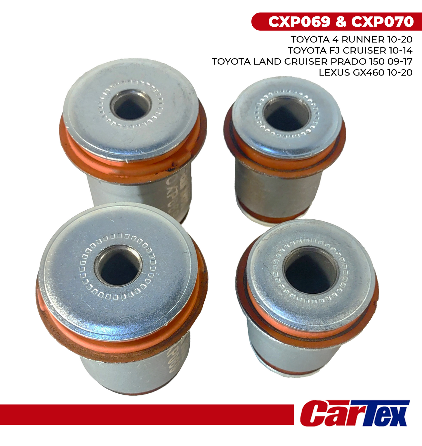 (4) Pcs Premiun Control Arm Bushing CARTEX For: Toyota 4runner 10-20, Fj Crusier 10-14, Prado 150 09-17, Lexus GX460 10-20