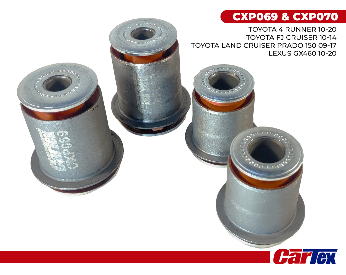 (4) Pcs Premiun Control Arm Bushing CARTEX For: Toyota 4runner 10-20, Fj Crusier 10-14, Prado 150 09-17, Lexus GX460 10-20