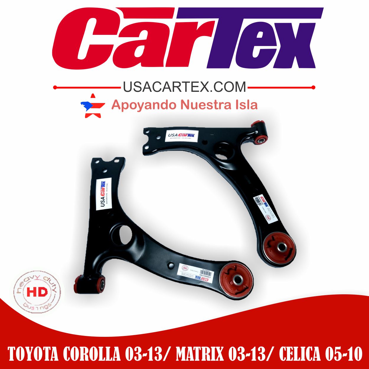 (2) Premiun Control Arm CARTEX For Toyota Corolla 03-13, Matrix 03-13, Pontiac Vibe 03-10