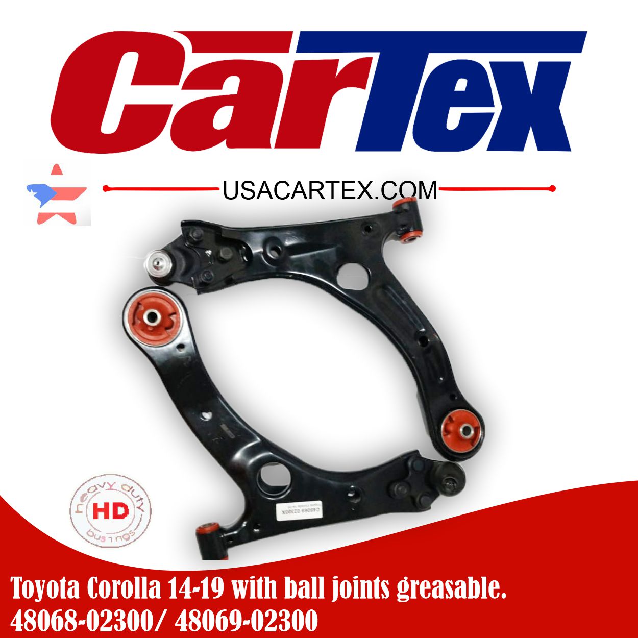 (2) Premiun Control Arm CARTEX For Toyota Corolla 14-19 With Ball Joints Grasable