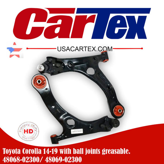 (2) Premiun Control Arm CARTEX For Toyota Corolla 14-19 With Ball Joints Grasable