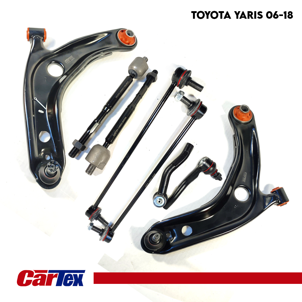 Premiun Full Kit Suspension CARTEX For Toyota Yaris 06-18, Control Arm ,Ball Joints, Link, Tie Rod